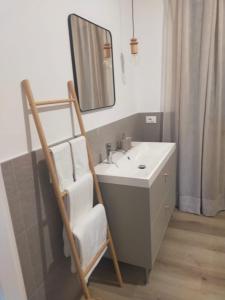a bathroom with a sink and a mirror at Ca' Rino - alloggio turistico in Vedelago