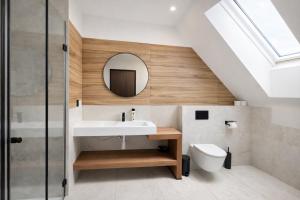 a bathroom with a sink and a toilet at Ski and Bike Residence in Istebna +20 photos