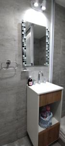a bathroom with a sink and a mirror at Ambar Estudio in Miramar +16 photos