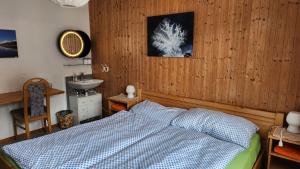a bedroom with a bed and a sink at B&B St Moritz in St. Moritz
