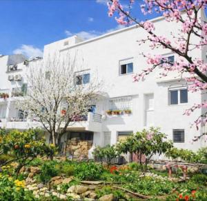 a white building with a garden in front of it at Appart Hôtel Signature in Taza