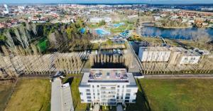 an overhead view of a building in a city at SERENITAS Apartment RIVA PARK in Dunajská Streda