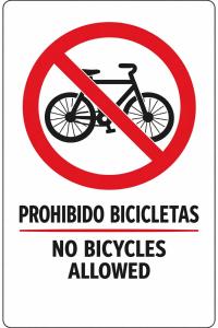 a sign that reads no bicycles allowed at PENSIÓN PEÑA in Burgos