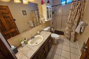 a bathroom with a sink and a toilet at Home w/ Hot Tub, 3 Mi to Lake & Ponderosa Park in McCall +20 photos