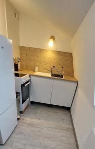 a small kitchen with a sink and a stove at F2 - Zen & Cozy in Épinal