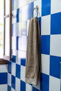 a towel hanging on a wall in a bathroom at casa rural Cerro laute in Lanjarón +12 photos