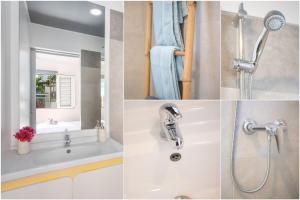a bathroom with a shower and a sink at Villa 2 chambres, Jacuzzi et Piscine in Maximin