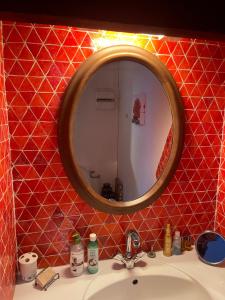 a bathroom with a sink and a mirror at Villa Danemark in Colombes +12 photos