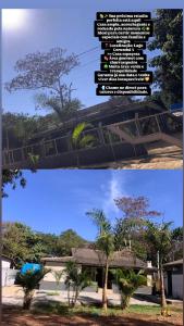 two pictures of a house with a tree in front of it at Rancho Carvalho in Alexânia +11 photos