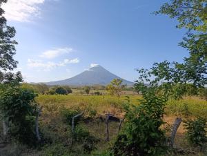 a mountain in the distance with a field and trees at Polvo en el Aire in Santo Domingo