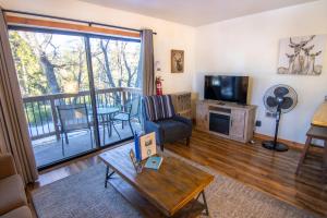 a living room with a couch and a television at Inside Yosemite Park-Cozy Corner Unit-Sleeps 2 in Yosemite West