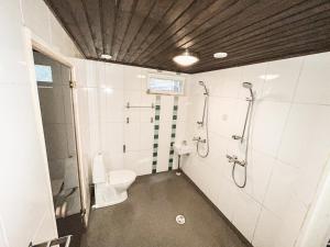 a bathroom with a shower and a toilet in it at Beautiful Home in Sipoo in Söderkulla +8 photos