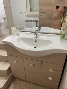 a bathroom with a white sink and a mirror at Terrasolemonica in Pontecorvo