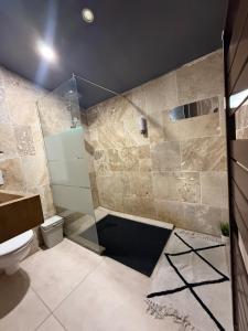 a bathroom with a shower and a toilet at Maison in Maisdon-sur-Sèvre