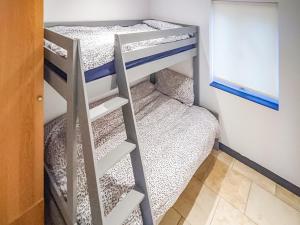 a bunk bed with a ladder in a room at Pendine Beach Apartment in Pendine