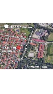 an image of a map of a city at Srna apartmani in Čačak