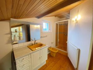 a bathroom with a sink and a toilet at KERDERFF - Longere entre plage et foret - TK30 in Carnac +10 photos