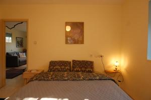 a bedroom with a bed and a living room at בשקט שלך in Mattat