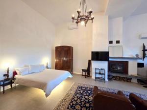 a large bedroom with a bed and a fireplace at Belavista in Scurzolengo