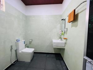 a bathroom with a toilet and a sink at Vihen Homestay in Dickwella