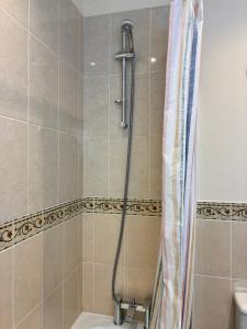 a bathroom with a shower with a toilet at The Old Stores in Bury Saint Edmunds +16 photos
