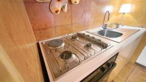 a stove top oven next to a sink in a kitchen at Baradello Apartment & Flat by ca-Sa Check in Le Bratte