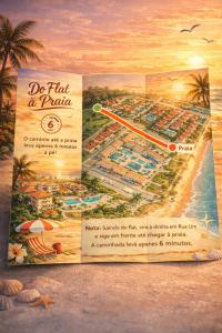 a poster of a beach with a picture of a resort at Beach Class Summer in Porto De Galinhas