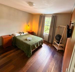 a bedroom with a bed and a window at Hotel Montanas in Nova Friburgo
