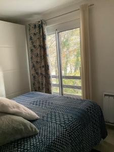 a bedroom with a bed and a large window at La Mouette de Ripaille in Thonon-les-Bains +9 photos