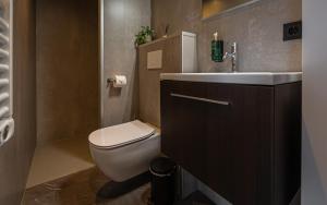 a bathroom with a white toilet and a sink at Tinyhouse luxe met privé hottub in Meerssen
