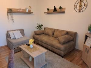 a living room with a couch and a coffee table at Apartaman Sweet Home in Bačka Palanka