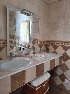 a bathroom with a sink and a large mirror at Vintage Provence in Arles +25 photos