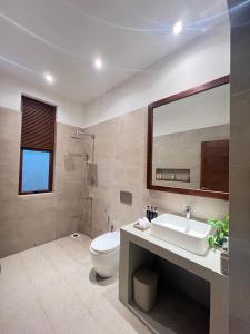 a bathroom with a toilet and a sink and a mirror at Lumiere Villa, Kandy in Nugawela +30 photos