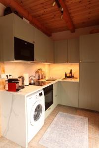 a kitchen with a washing machine and a sink at Colorful Life by STN in Balatonudvari