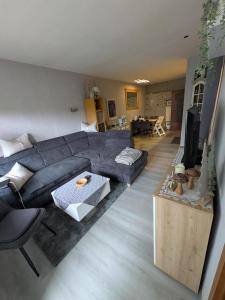 a living room with a couch and a table at Bocksbergbande in Goslar