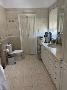 a bathroom with a toilet and a sink at Villa Erato in Rafina +23 photos