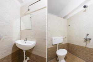 two pictures of a bathroom with a toilet and a sink at Hotel CJ Grand Vijayawada in Vijayawāda +24 photos