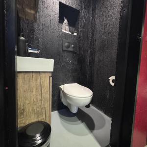a bathroom with a white toilet and a sink at Baraka Suite in İznik +12 photos