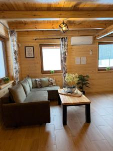 a living room with a couch and a coffee table at Perła Kaszub in Wiele +62 photos