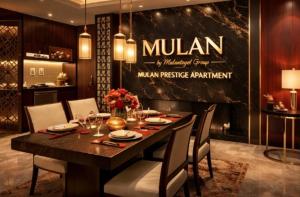 a dining room with a table and chairs and a sign at Mulantogel88 in Kangboi