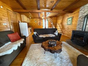 a living room with a couch and a table at Mountain houses Milovanovic in Žabljak