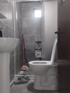 a bathroom with a toilet and a sink at Minihome Konak in Safranbolu +26 photos