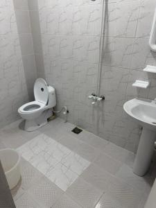 a bathroom with a toilet and a sink at Comfort Lodge in Karachi +17 photos