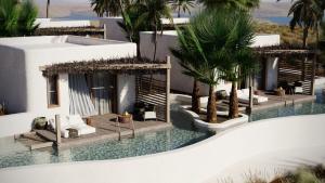 a rendering of a resort with a pool and palm trees at Eden Island in Agia Paraskevi