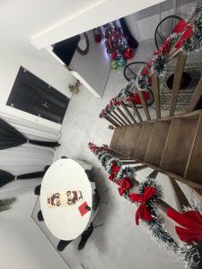 an overhead view of a living room with christmas decorations at Aframe -Melissa in Baia de Fier