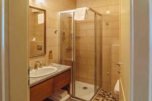 a bathroom with a shower and a sink at Hotel Ptuj in Ptuj +68 photos