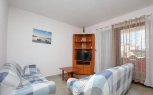 a living room with two couches and a tv at Apartmani Suzi in Slatine