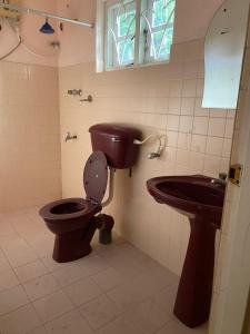 a bathroom with a toilet and a sink at SAMA TOURIST guest in Seeduwa