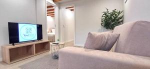 a living room with a television and a couch at 1000Jo Apartment T2 in Gulpilhares