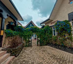 a building with ivy growing on the side of it at Saish Stay in Ruhengeri